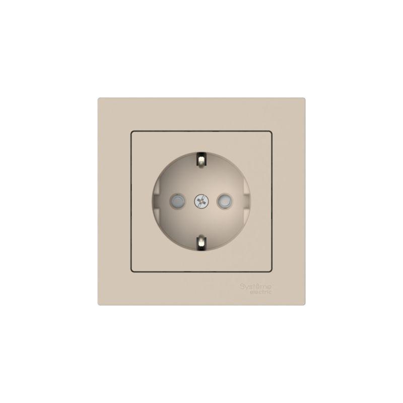 Розетка AtlasDesign 16А с заземл. защ. шторки быстрозажим. клем. в сборе песочн. SE ATN001244S
