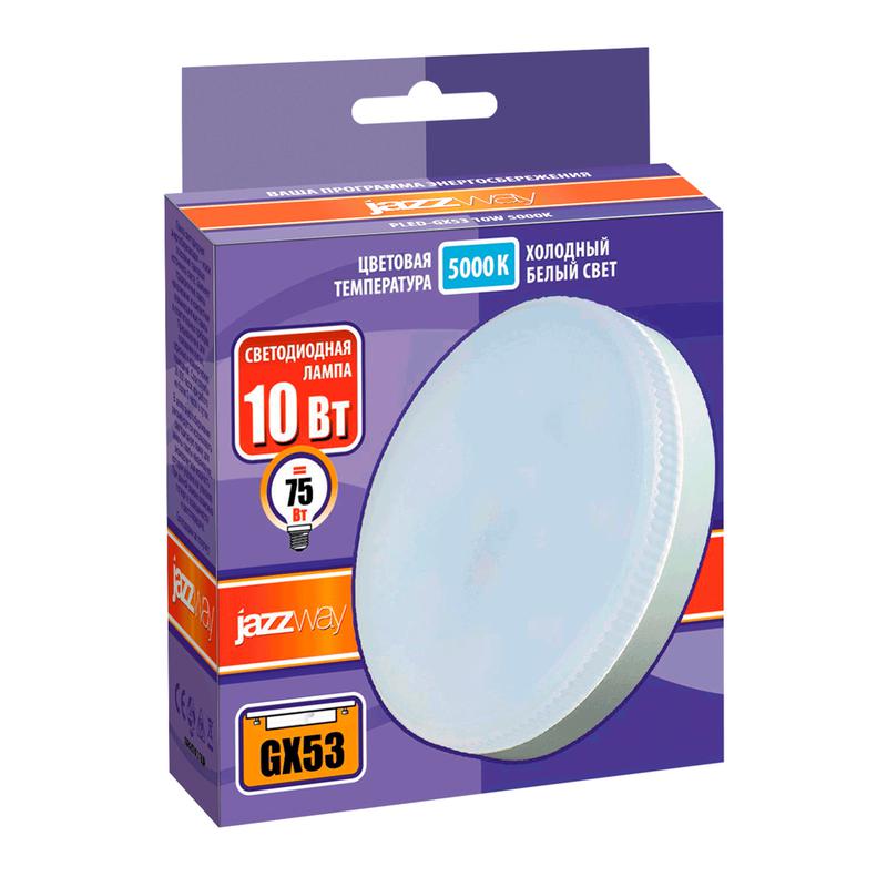 Лампа светодиодная PLED-GX53 10Вт таблетка матовая 5000К холод. бел. GX53 840лм 230В JazzWay 1029089