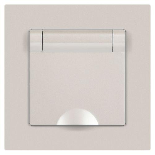 Розетка 1-м СП Accent 6-203-06 16А IP20 250В 2P+E Schuko с крышкой AL/CU перламутр. Intro Б0063429