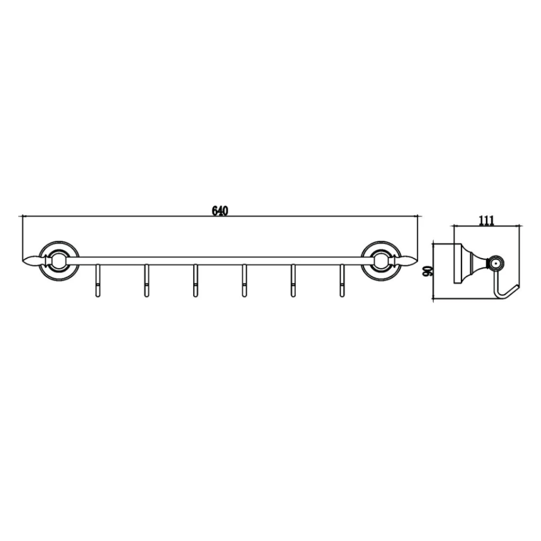 Планка с крючками Savol S-06876A, хром