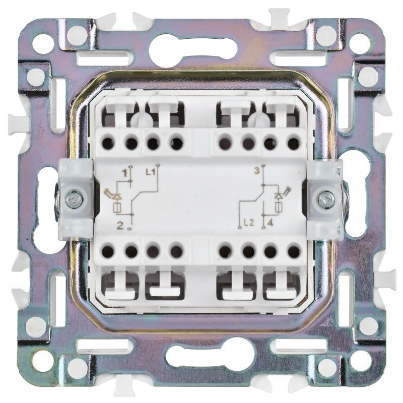Выключатель проходной 2-кл. SKANDY 10А SK-V10Gr с индикацией сер. IEK SK-V22-1-10-K03