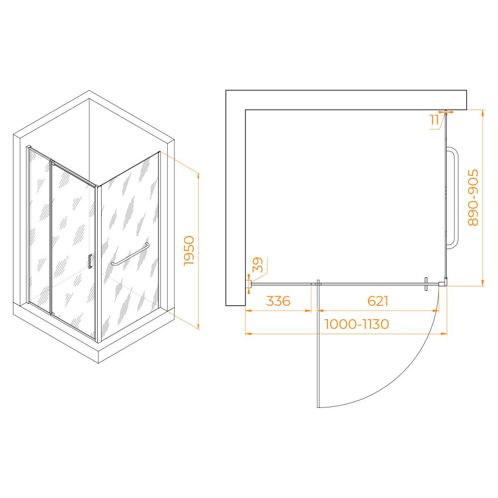 Душевой уголок RGW PA-078-1 (RGW PA-008 + Z-060-2), 3508078109-11