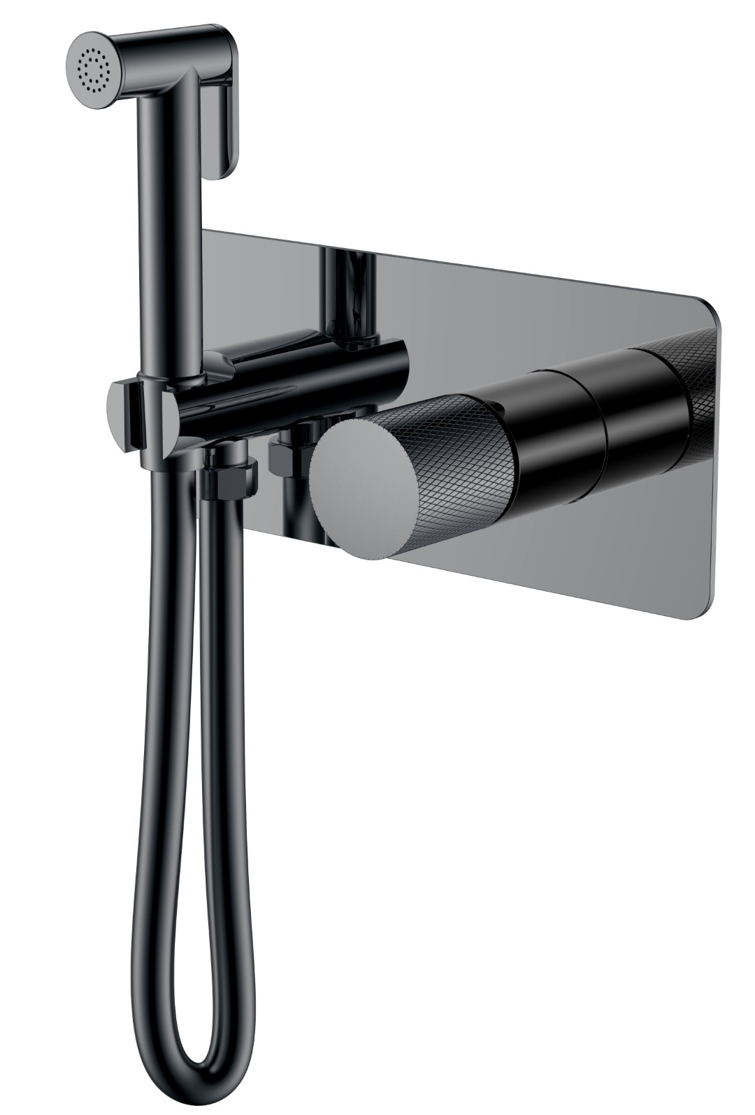 Смеситель гигиенический STICK Shine Gun Metal c ручкой TOUCH