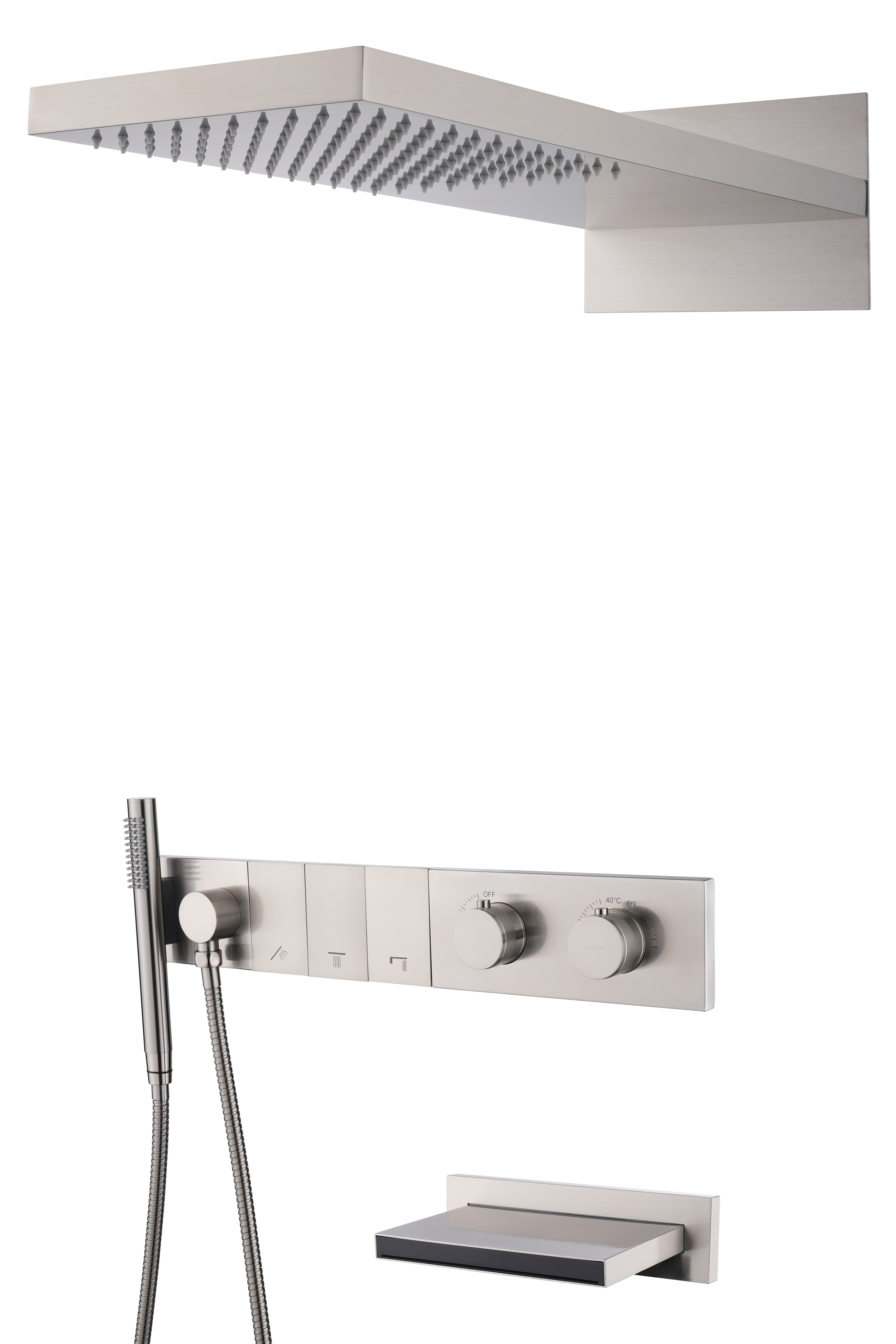 Встроенная душевая система  ZODIAC с термостатом, трехпозиционная MATT WHITE