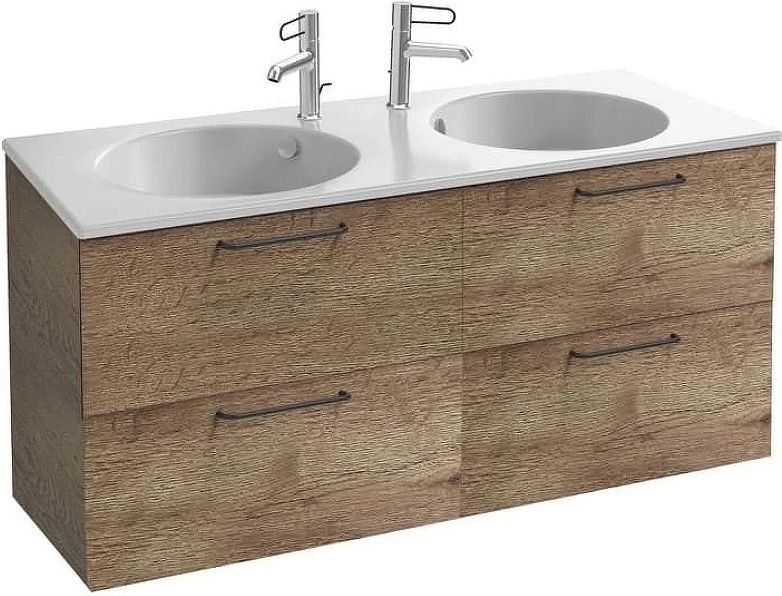 EB2526-R9-E52 ODEON RIVE Тумба для раковины 140 см ручки черные цв дуб табак (263633)