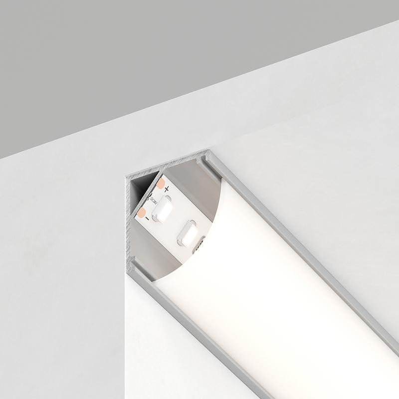 Профиль алюминиевый "угловой круглый 16х16мм" серебр. CAB280 с матовым экраном 2 заглушками 4 крепежами в комплекте FERON FERON 10299