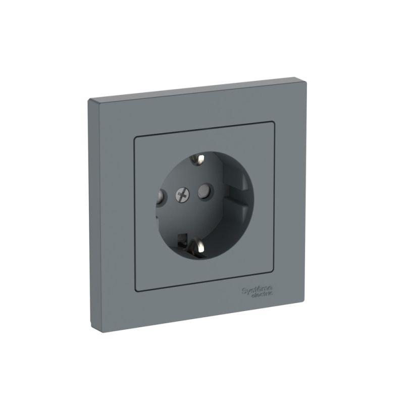 Розетка AtlasDesign 16А с заземл. защ. шторки быстрозажим. клем. в сборе грифель SE ATN000744S