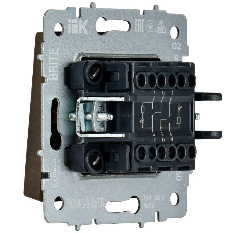 Выключатель 2-кл. BRITE 10А ВС10-2-9-БрТБ для отелей с индик. механизм бронза IEK BR-V20-2-10-K45