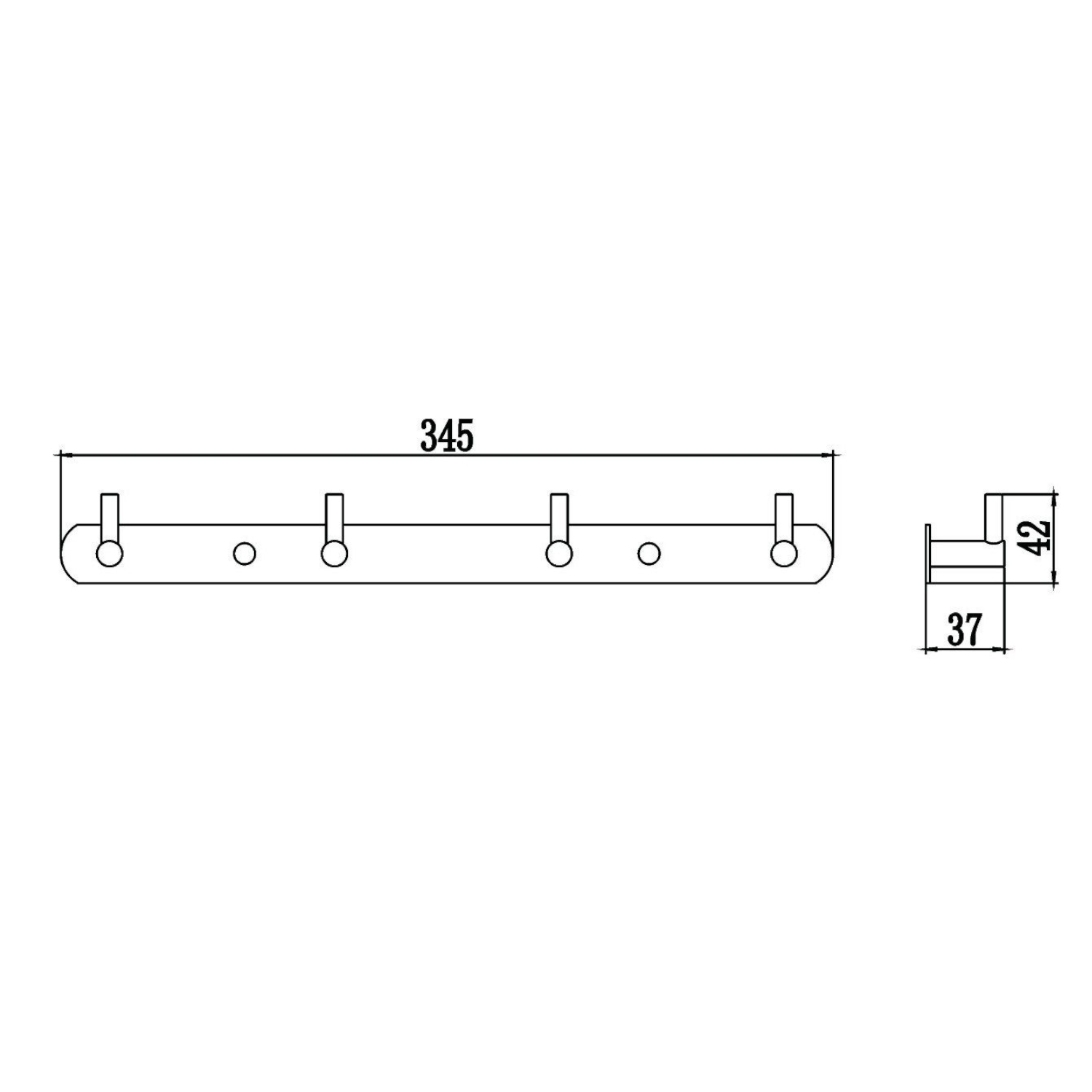 Планка с крючками Savol S-007214, хром