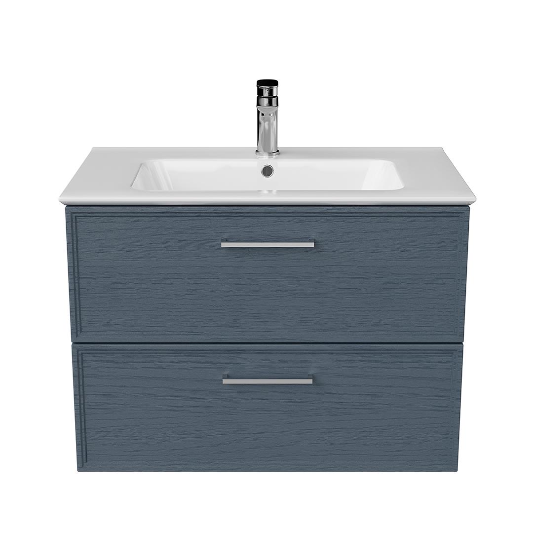 Тумба PIANO Classic подвесная 75 см, 2 ящика, ясень синий матовый