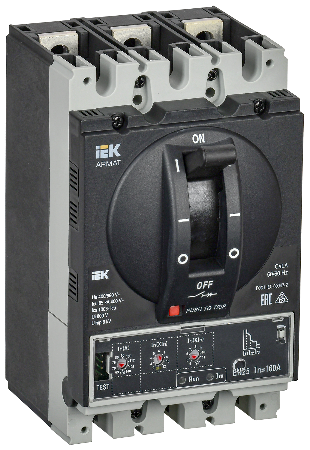Выключатель автоматический в литом корпусе ARMAT 3P типоразмер D 85кА 160А расцепитель электронный стандартный