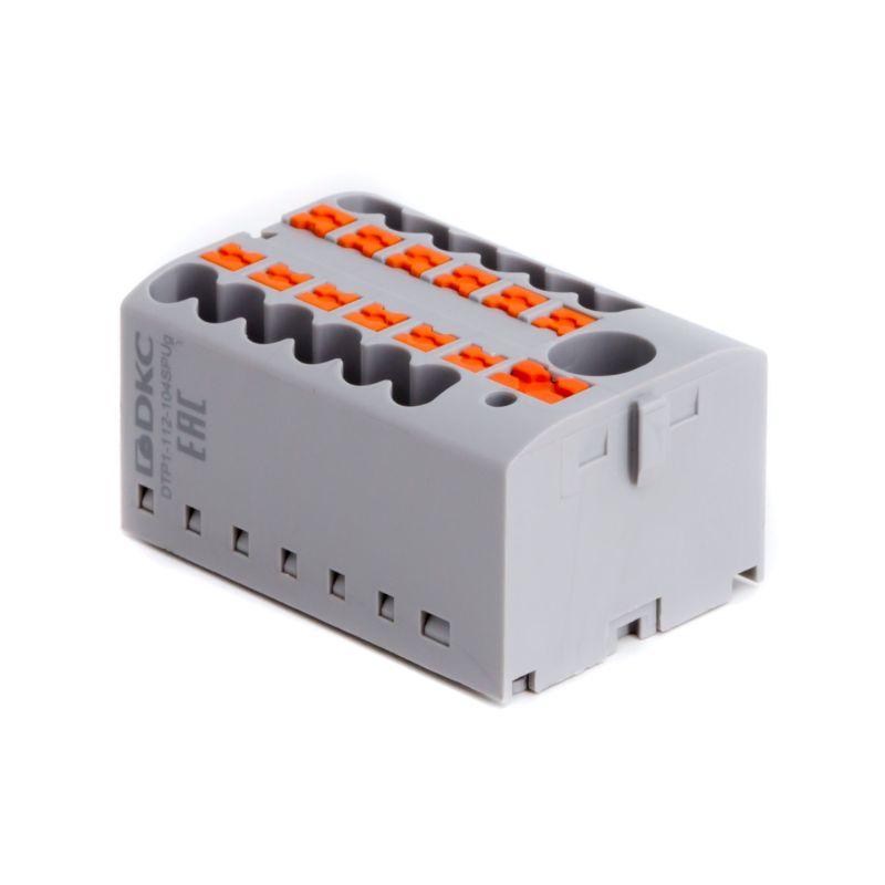 Блок распределительный зажим push-in 1 ввод 6кв.мм 12 точек подключения 2.5кв.мм сер. DKC DTP1-112-104SPUG