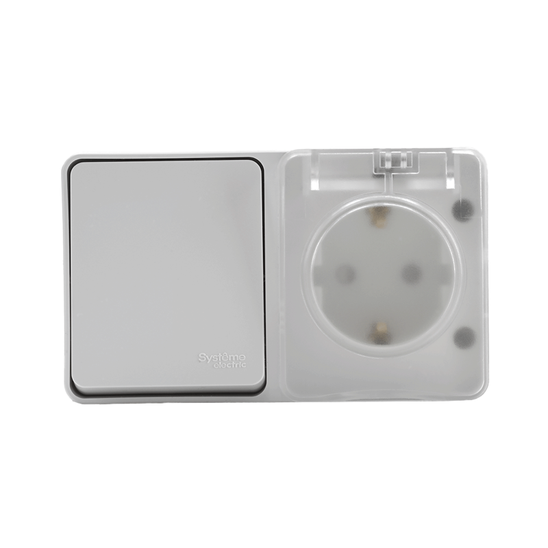 Блок ОП AtlasDesign PROFI IP54 (розетка 1-м 16А заземл. защ. шторки + 1-кл. выключатель 10А) бел. SE ATN540170