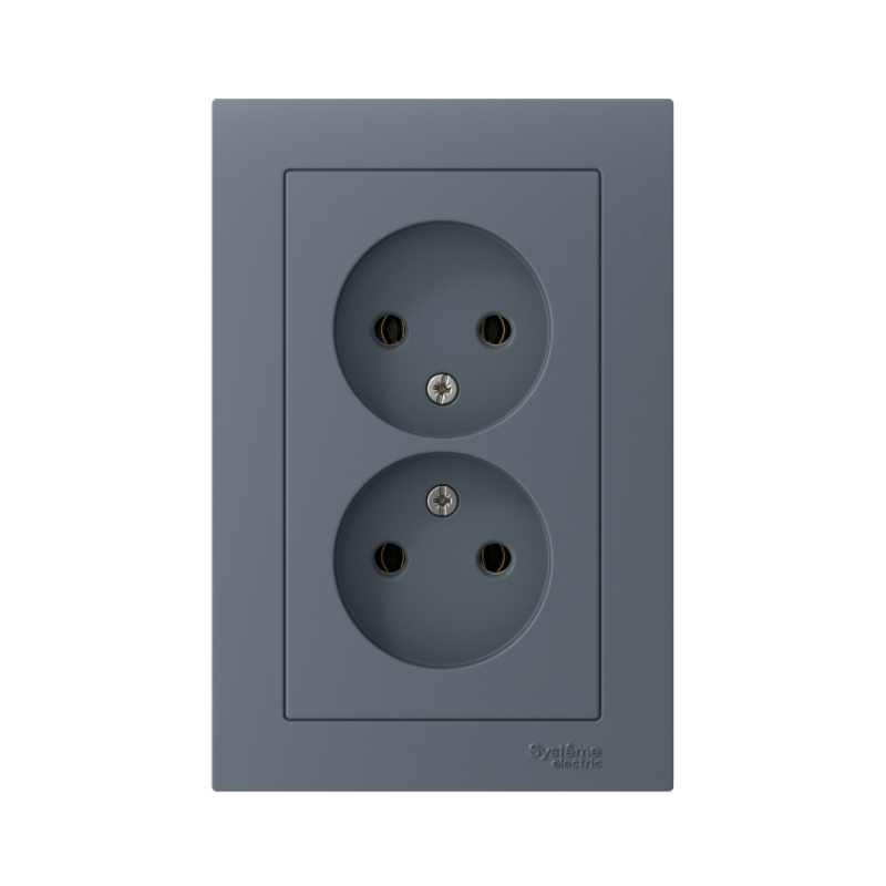 Розетка 2-м СП AtlasDesign 16А IP20 без заземл. в сборе грифель SE ATN000720