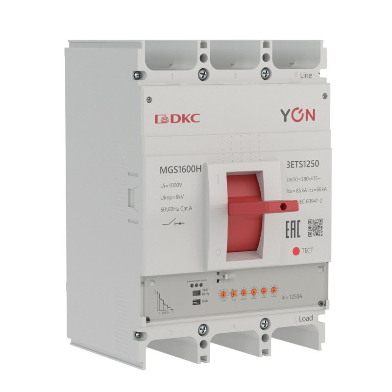 Выключатель автоматический в литом корпусе MGS1600H 3P 500-1250А 85кА с электронным расцепителем ETS YON MGS1600H-3ETS1250