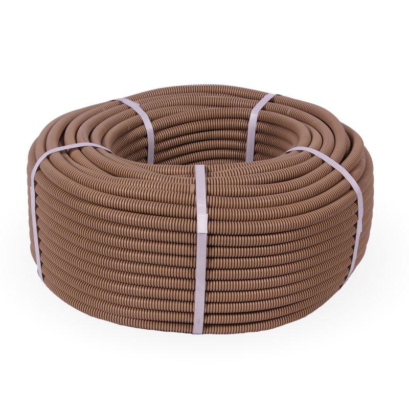 Труба гофрированная ПВХ легкая d16мм 350 Н бук (уп.100м) Промрукав PR01.0031