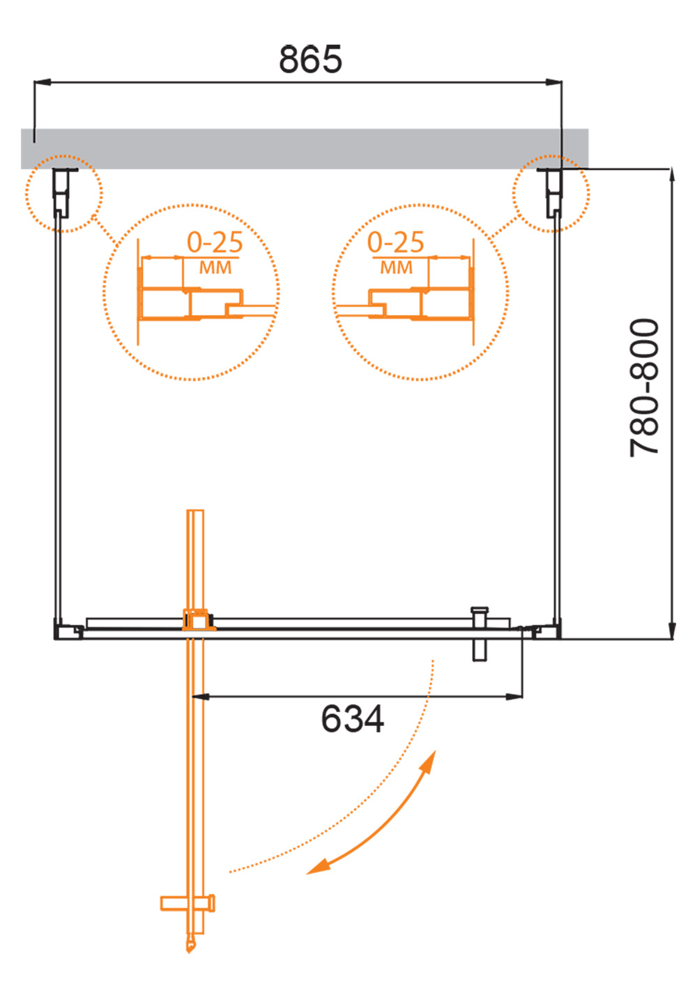 Душевой уголок CEZARES MOLVENO-BA2-90/80-C-Cr-IV