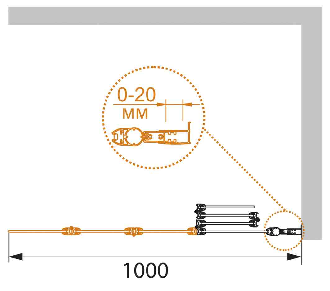 Шторка на ванну CEZARES PRATICO-V-4-100/140-P-Cr-R