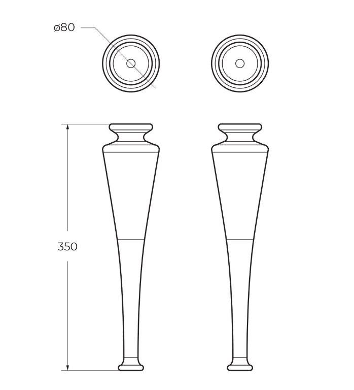 Ножки для шкафчика, комплект 2 штуки CEZARES TIFFANY 40339 Bianco Opaco