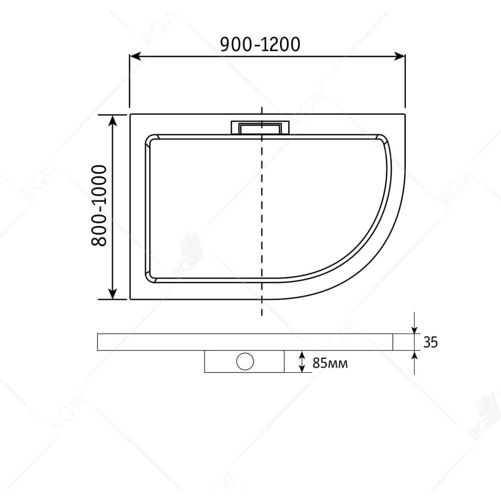 Душевой поддон асимметричный RGW GWS-41R, 03150490-01R