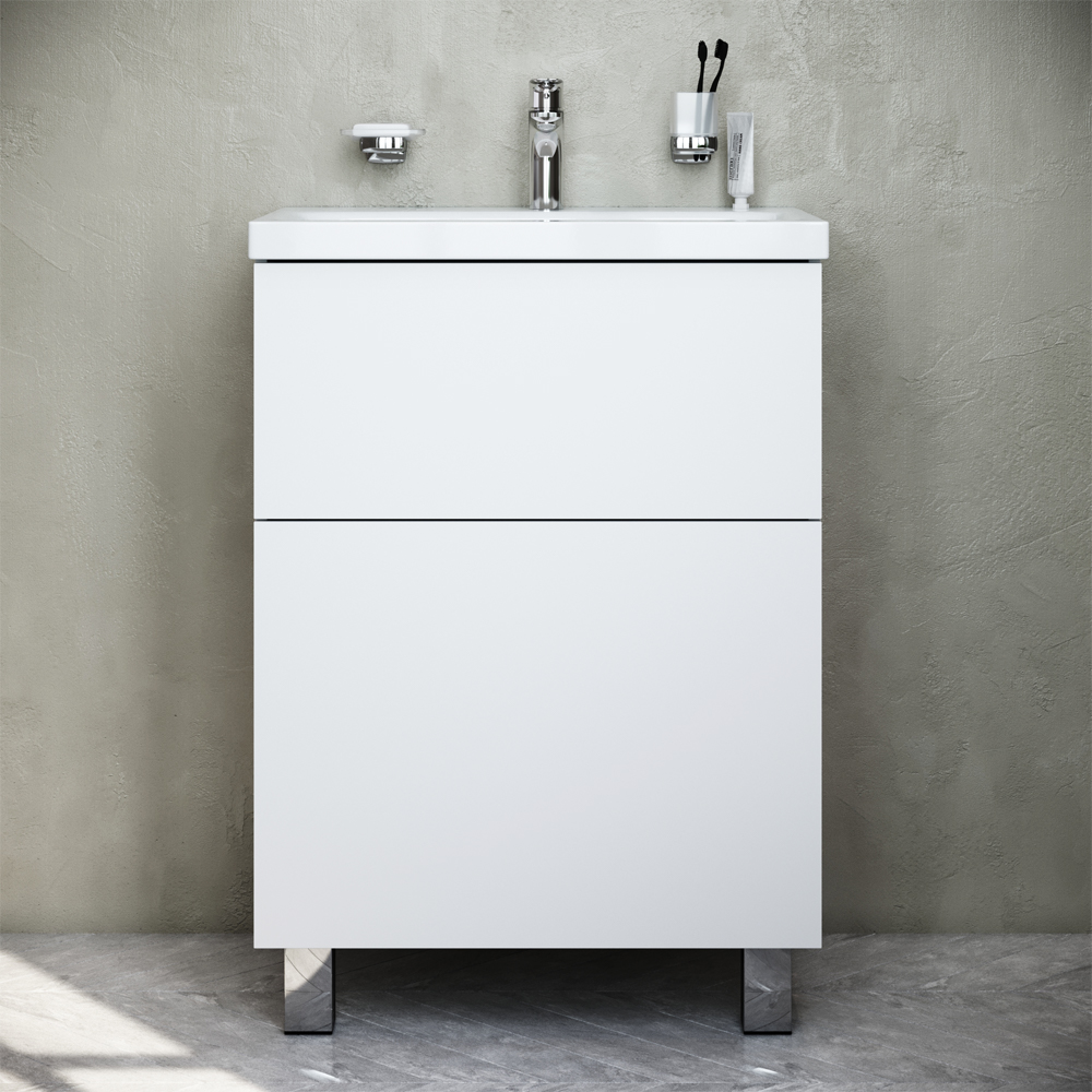 M90FSX06022WG32 GEM, База под раковину, напольная, 60 см, 2 ящика push-to-open, цвет: белый, глянец