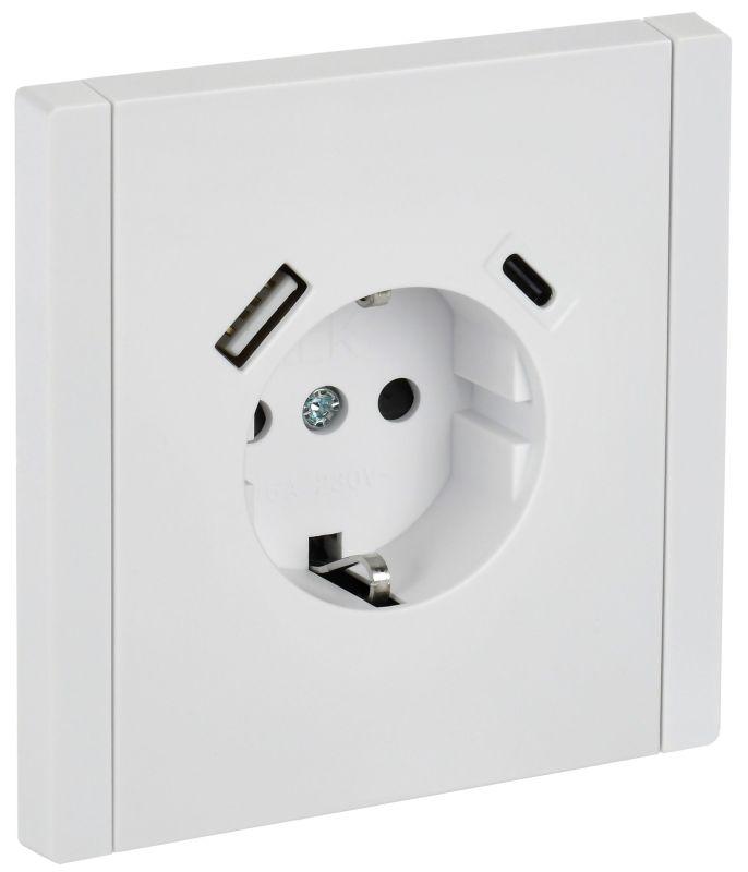 Розетка FORTE&PIANO FP247 16А USB A+C 18Вт с заземл. защ. шторки винт. крепл. бел. IEK FP-R14-16-U22-018-K01