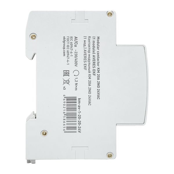 Контактор модульный КМ 20А 2NО 24В AC (1 мод.) AVERES EKF km-av-1-20-20-24V