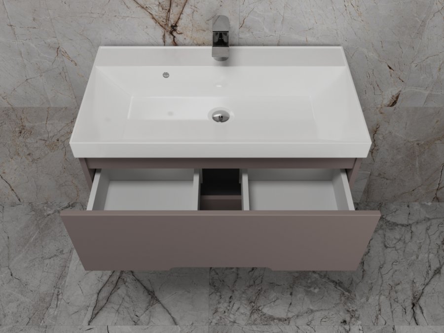 Тумба подвесная "Матис 80", Classic 80, (2 ящика), тауп темный, ЭМАЛЬ