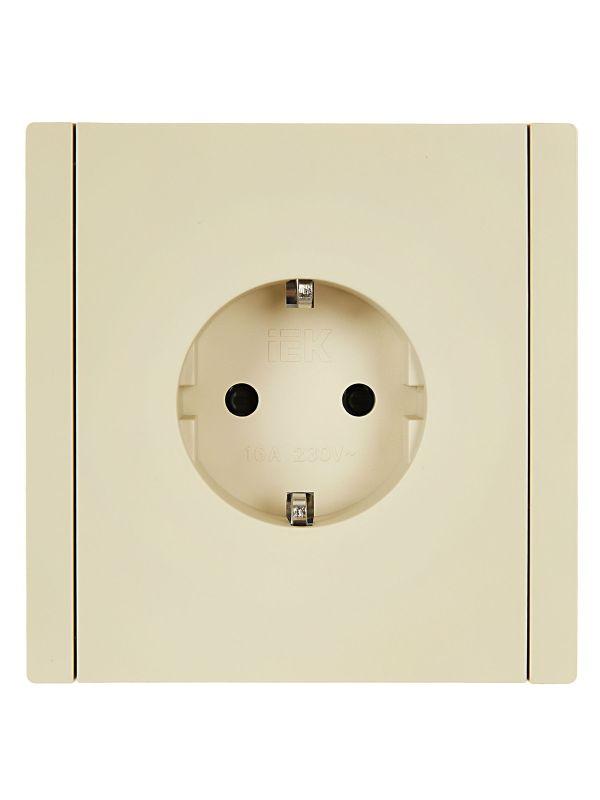 Розетка СП FORTE&PIANO FP413 16А с заземл. защ. шторки безвинт. крепл. ваниль IEK FP-R14-16-1-K10