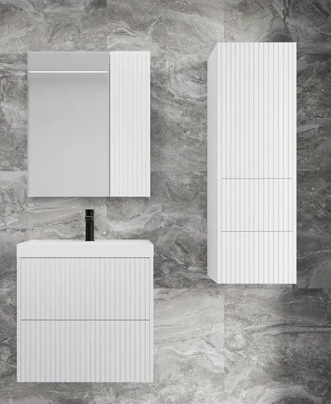 Пенал «Стокгольм» 36 см подвесной 2 ящика белый рифленый софт