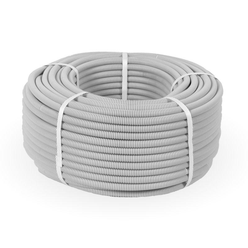 Труба гофрированная ПВХ сверхтяжелая d16мм 1100 Н с протяжкой сер. (уп.100м) Промрукав PR.0116321