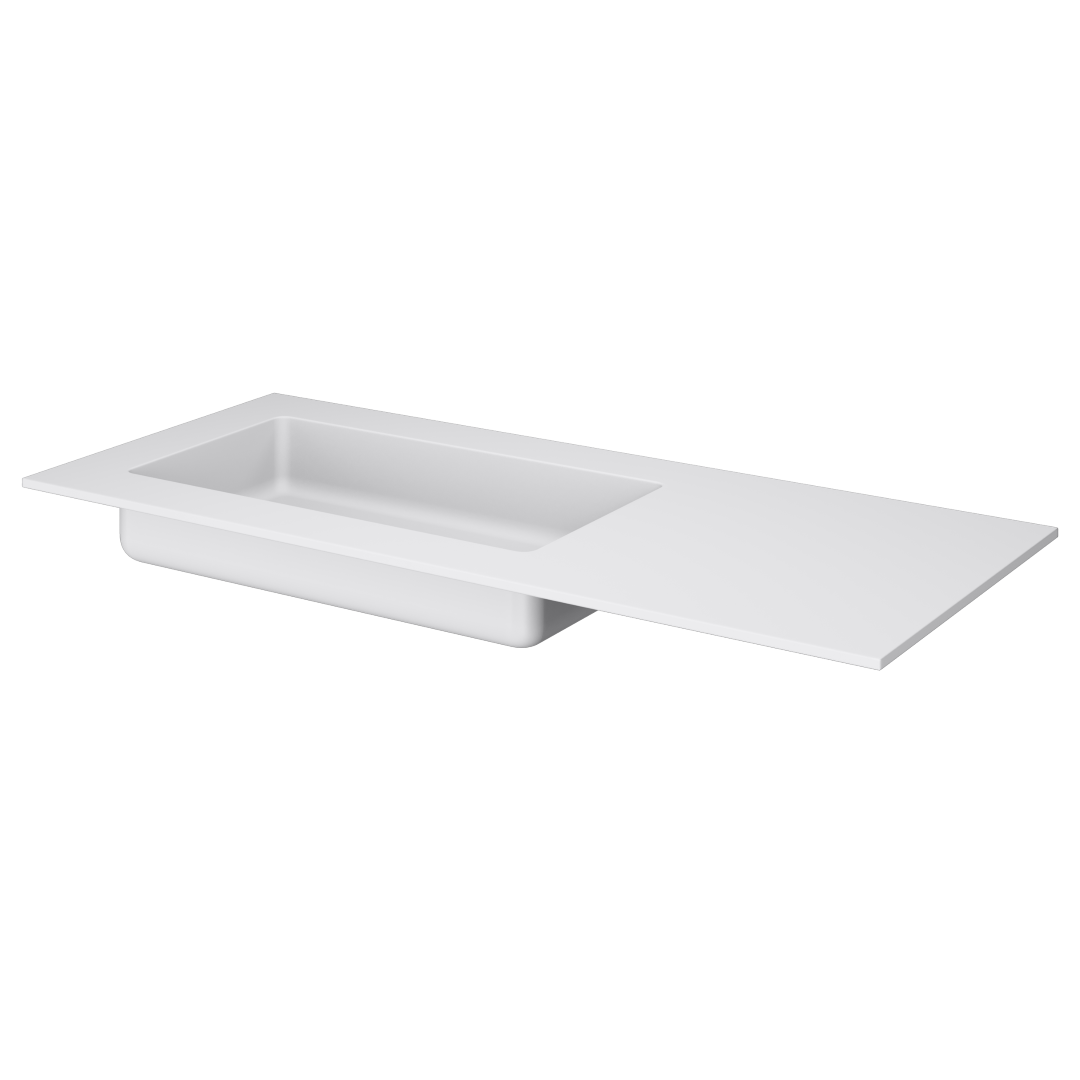 QUATRO 120 раковина-моноблок WHITE (асимметричная) 1210*52*12 акрил