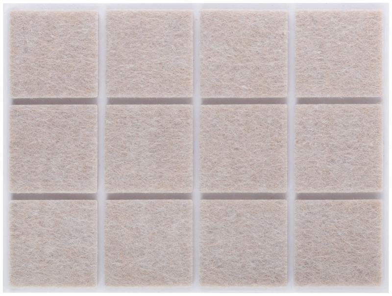 Подкладка для мебели самоклеющиеся квадратные 25х25мм войлок (уп.12шт) FIT 67531