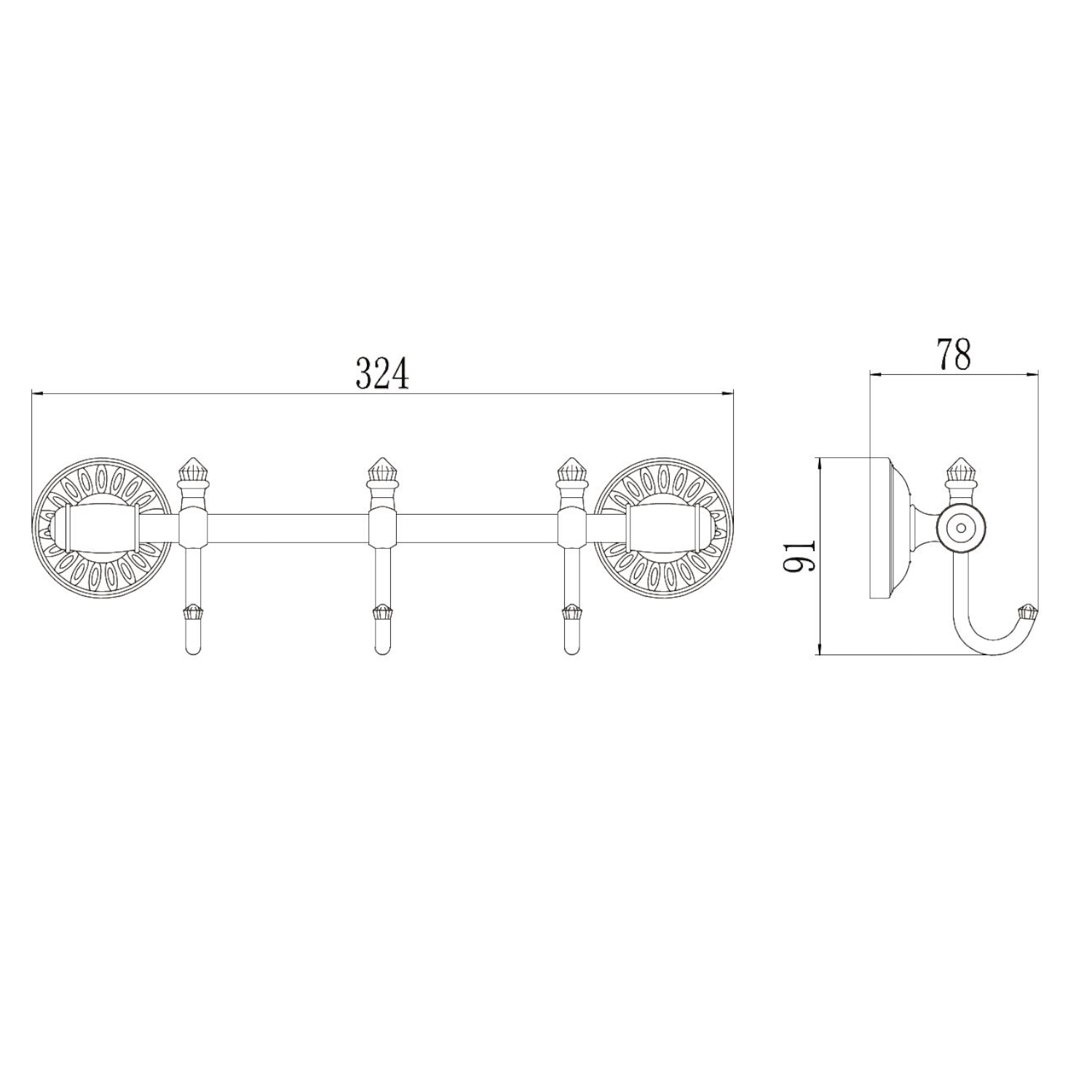 Планка с крючками Savol S-006673H, черный