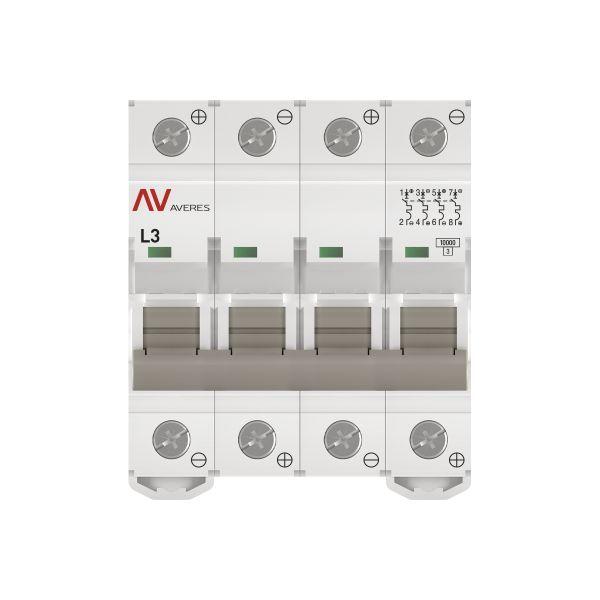 Выключатель автоматический модульный 4п L 3А 10кА AV-10 DC AVERES EKF mcb10-DC-4-03L-av