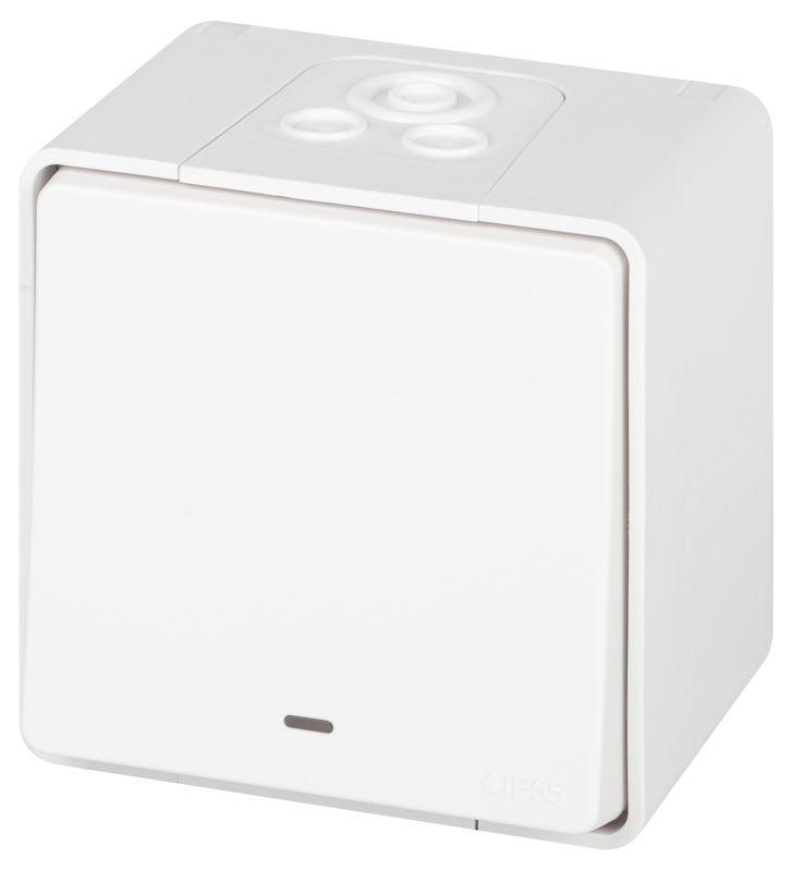 Выключатель Эксперт 11-1502-01 с подсветкой IP55 10АХ-250В ОУ бел. Эра Б0063305