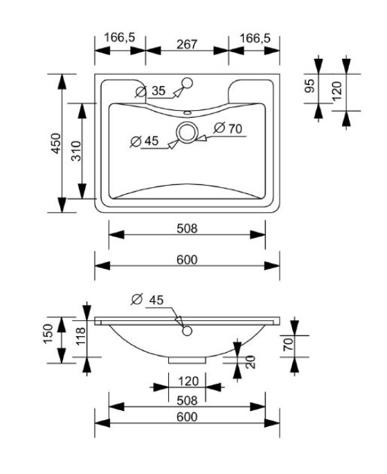 Тумба подвесная "Атлантика 60", Люкс антискрейч, PLUS