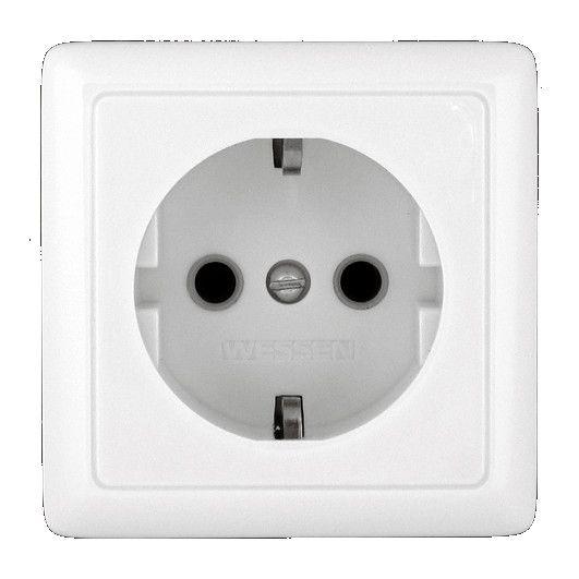 Розетка 1-м ОП Хит 16А IP20 250В с заземл. без защ. шторок бел. SE RA16-133-B