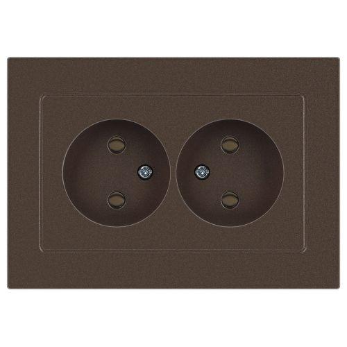 Розетка 2-м СП Accent 6-204-08 16А IP20 250В 2P AL/CU бронза Intro Б0063472