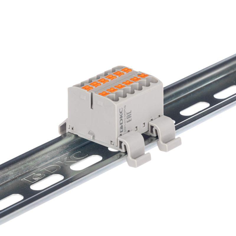 Блок распределительный зажим push-in 12 точек подключения 25кв.мм сер. DKC DTP1-012-04SPUG