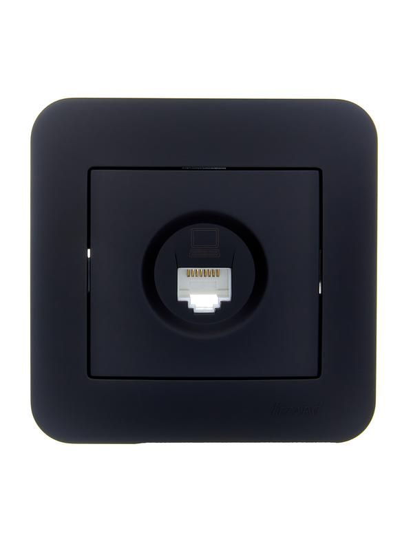 Розетка компьютерная 1-м СП ASTI IP20 RJ45 в сборе Cat 5e черн. бархат LEZARD 7081-4242-139