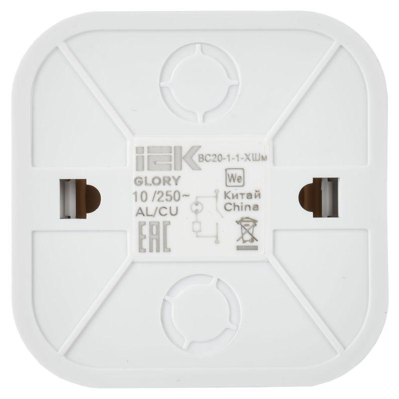 Выключатель 1-кл. ОП GLORY ВС20-1-1-ХШм 10А с индикацией шампань матов. IEK EVH11-K37M-10