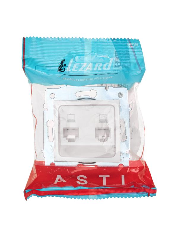 Розетка компьютерная 2-м СП ASTI IP20 RJ45 механизм жемчуж./бел. перламутр. LEZARD 7081-3088-141