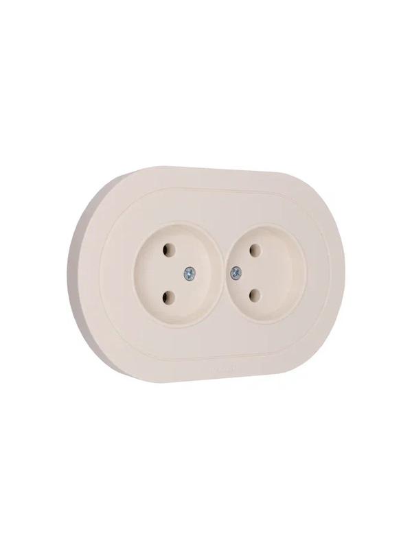 Розетка 2-м СП OSEN без заземл. ПБТ круглая механизм сл. кость LEZARD 744-9000-128B