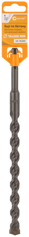 Бур по бетону Profi Plus двойн. спираль три пылеотводящие кромки 16х260мм Cutop 49-16260