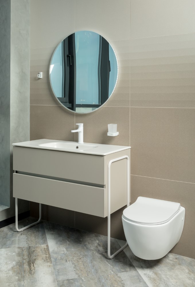 Тумба без раковины Vallessi 100*46cm Grey Stone 2 полки