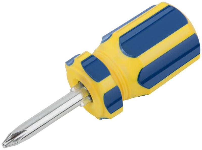 Отвертка с переставным жалом "коротыш" CrV сталь пластиковая ручка 6х32мм PH2/SL6 син.-желт. FIT 56212