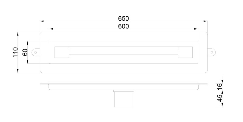 Душевой лоток B&T INFINITY 60см, нерж.сталь COPPER BRUSHED