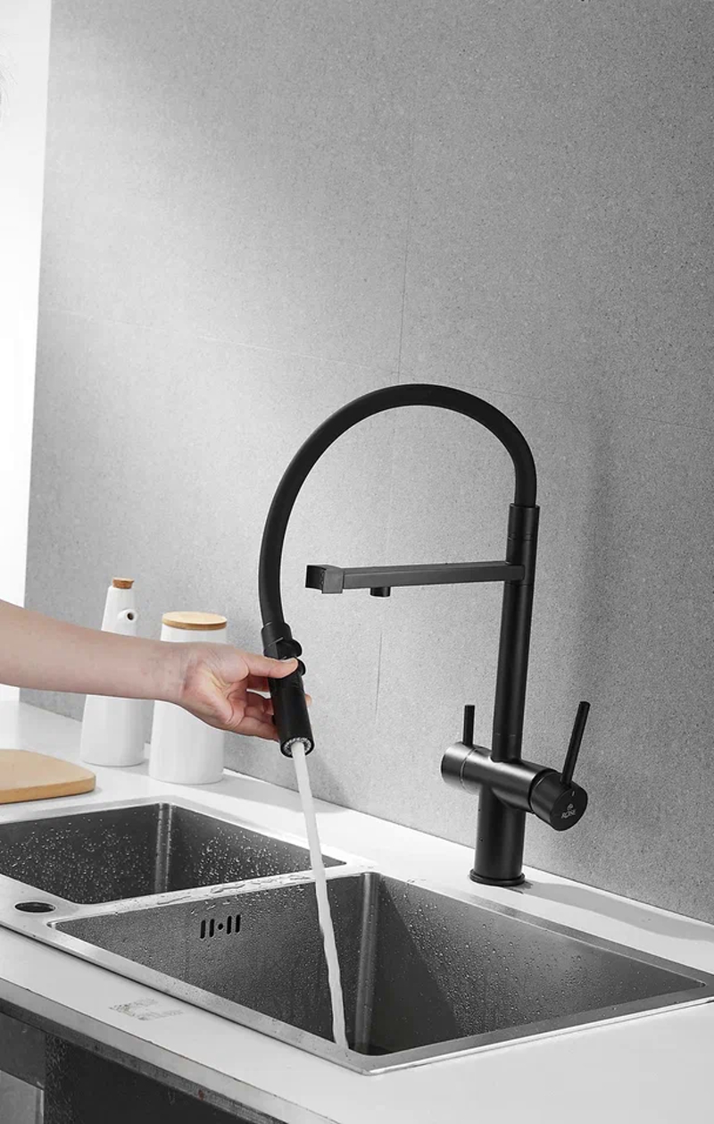 Смеситель для кухни Rose R958H, черный