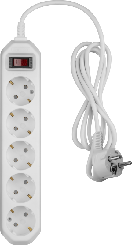 Удлинитель с сетевым фильтром 5х5м 10А IP20 2.2кВт ПВС 3х0.75 с выкл. с инд. сети бел. ОНЛАЙТ 90781